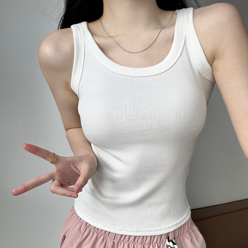 Women Tank Top Solid Color Sle - Tank Top Ribbed ulasan dan harga