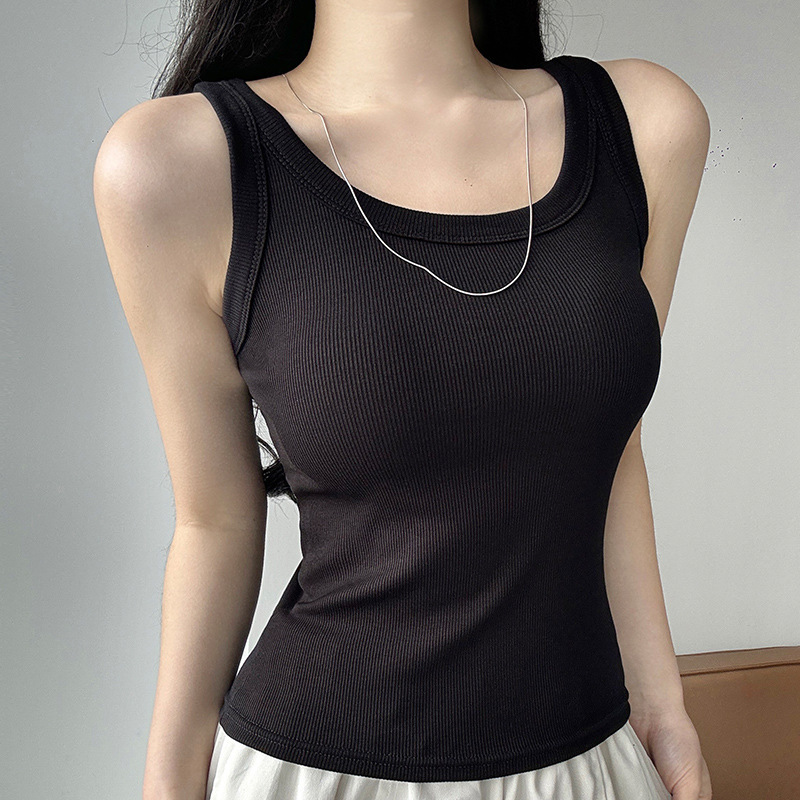Women Tank Top Solid Color Sle - Tank Top Ribbed ulasan dan harga